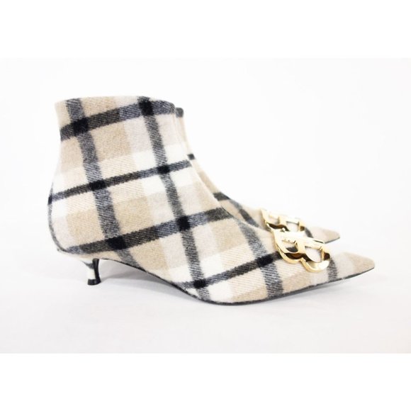 BALENCIAGA 36.5 40mm Bb Checked Flannel Ankle Boot - Picture 3 of 10